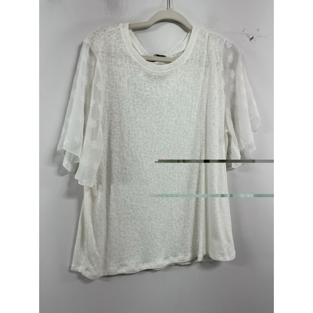 Womans Marc NY Short Flutter Sleeve Pullover T Shirt XL White NWT